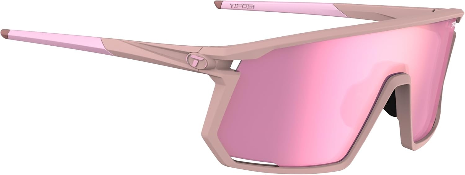 Tifosi Moab Full Frame Cycling Sunglasses – Baseball, Pickleball(Matte Pink (Clarion Rose/Ac Red/Clear))