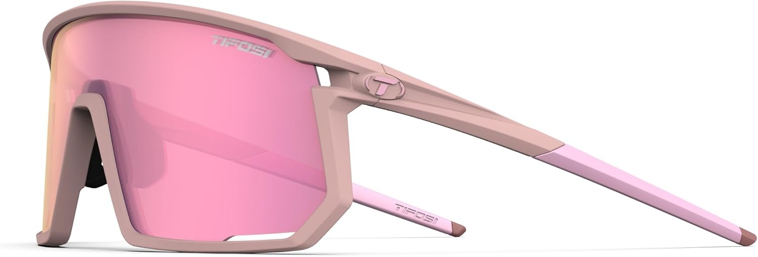 Tifosi Moab Full Frame Cycling Sunglasses – Baseball, Pickleball(Matte Pink (Clarion Rose/Ac Red/Clear))