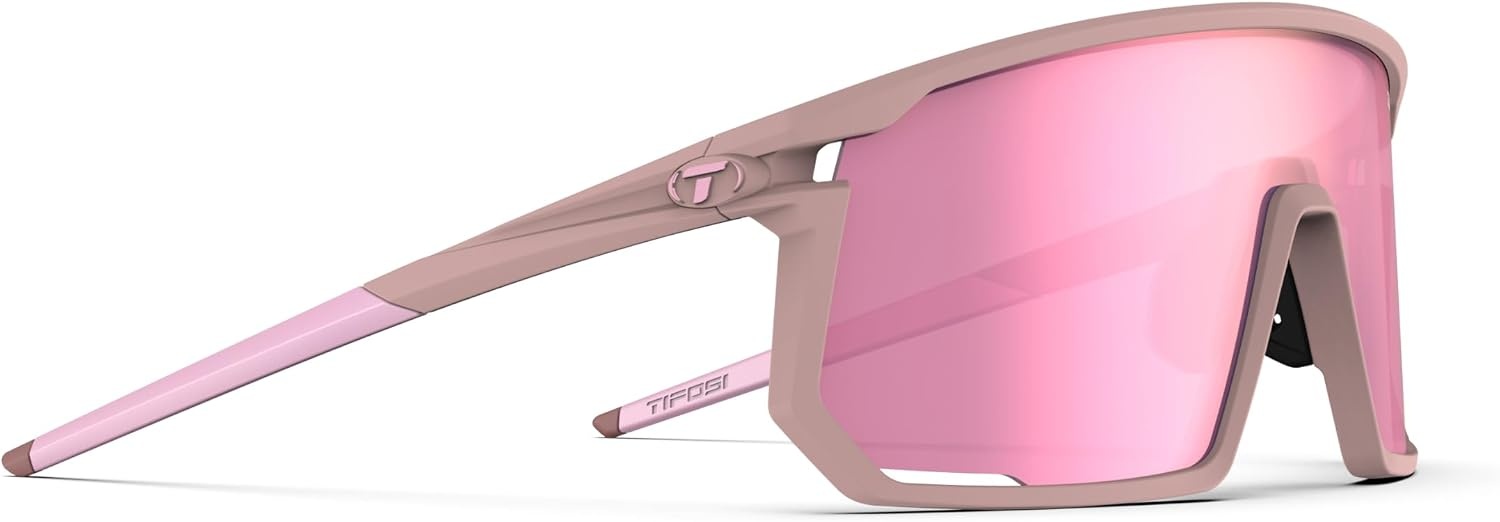 Tifosi Moab Full Frame Cycling Sunglasses – Baseball, Pickleball(Matte Pink (Clarion Rose/Ac Red/Clear))