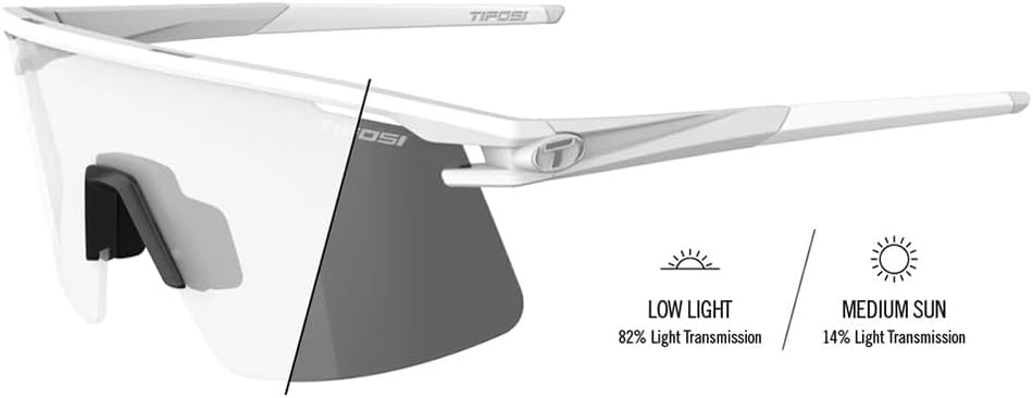 Tifosi Moab Lite Half Frame Cycling Sunglasses – Running, Pickleball(Matte White (Light Night Fototec))