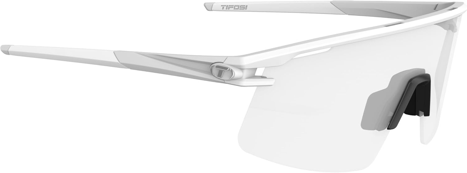 Tifosi Moab Lite Half Frame Cycling Sunglasses – Running, Pickleball(Matte White (Light Night Fototec))