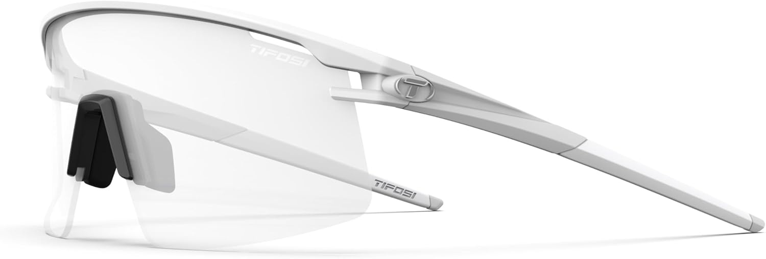 Tifosi Moab Lite Half Frame Cycling Sunglasses – Running, Pickleball(Matte White (Light Night Fototec))