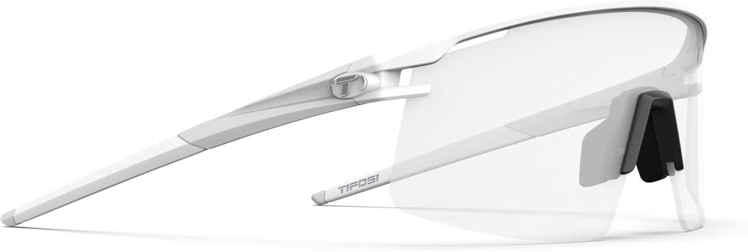 Tifosi Moab Lite Half Frame Cycling Sunglasses – Running, Pickleball(Matte White (Light Night Fototec))