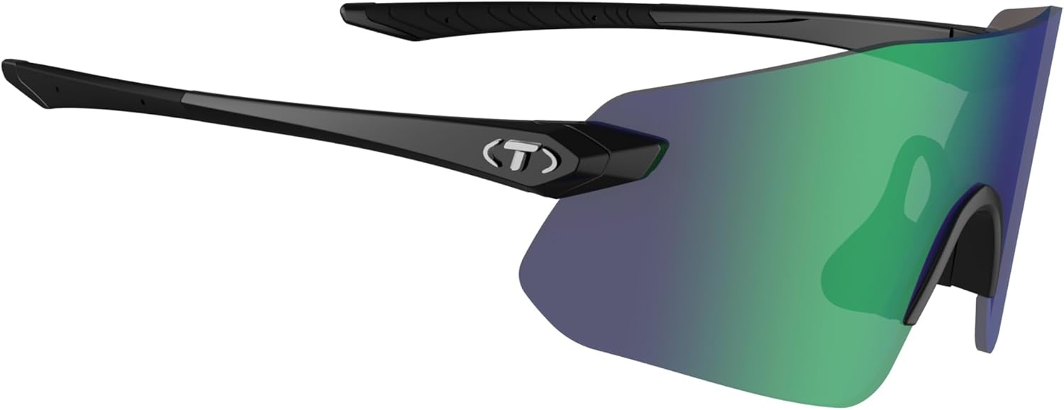 Tifosi Vogel SL Sport Sunglasses Men & Women – Ideal For Baseball, Cycling, Cricket, Golf, Hiking, Running(Gloss Black  Smoke Green Mirror)