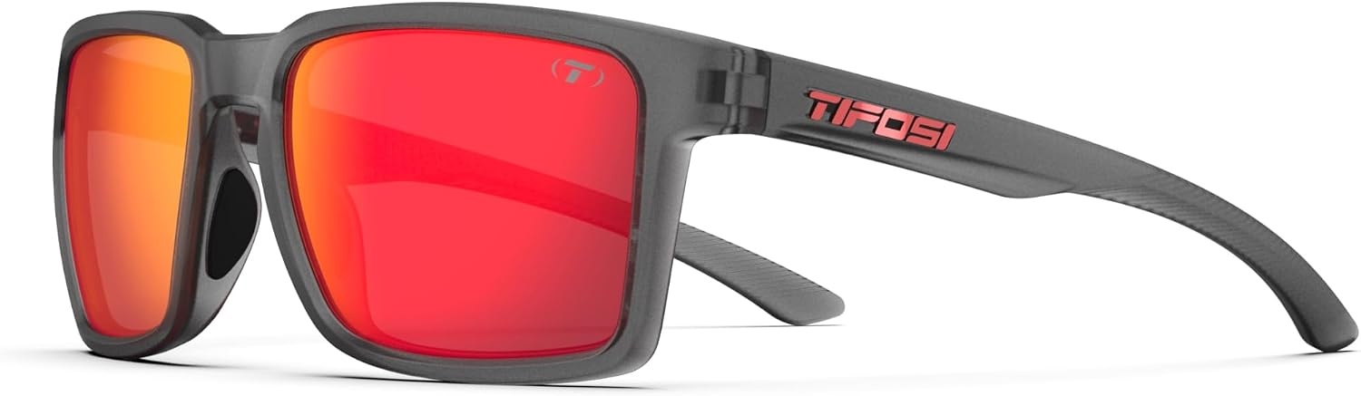 Tifosi Sylo Lifestyle Sunglasses – Men & Women, Golf, Running, Shatterproof(Satin Vapor (Smoke Red Mirror))