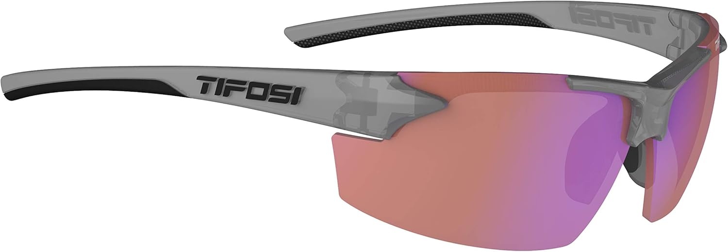 Tifosi Track Sport Men & Women Sunglasses – Ideal For Baseball, Golf, Pickleball, Running and Tennis – Unisex Glasses(Satin Vapor (Ac Red Lens))