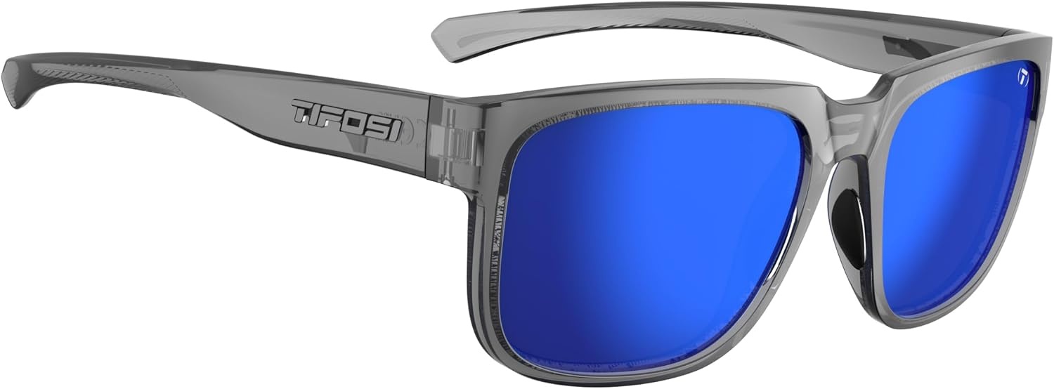 Tifosi Shumo Oversized Sunglasses – Cycling, Golf, Pickleball, Running(Crystal Smoke (Cobalt Blue Mirror Lens))