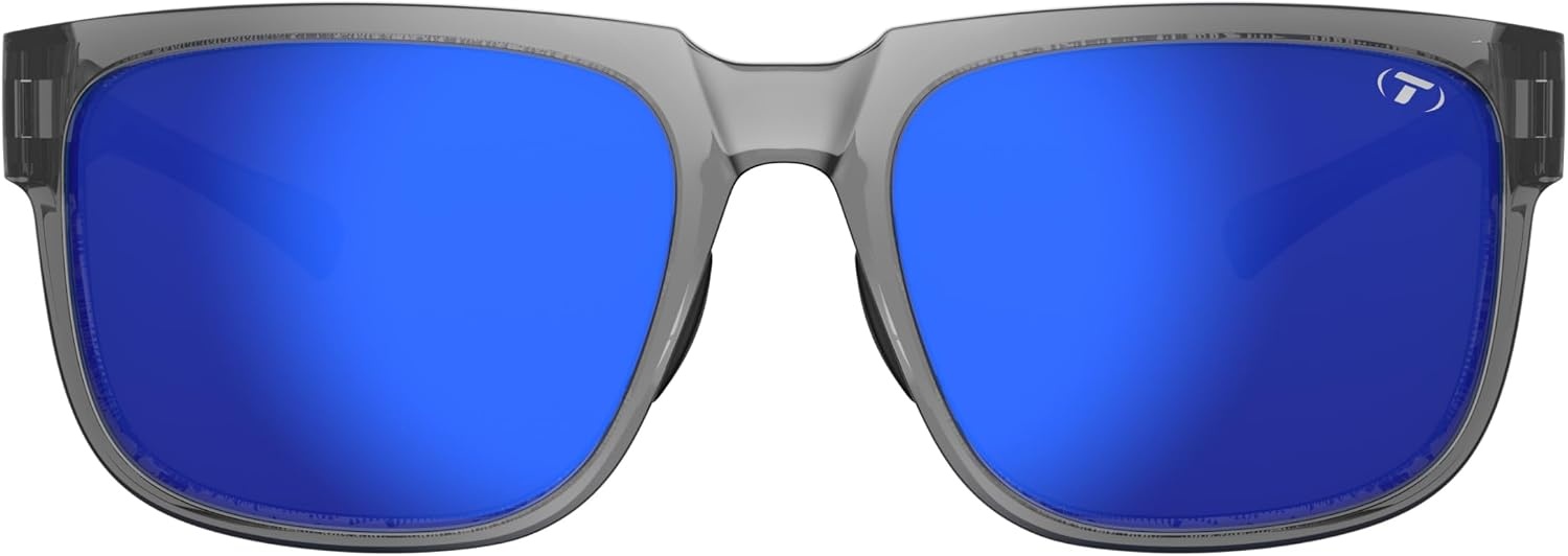 Tifosi Shumo Oversized Sunglasses – Cycling, Golf, Pickleball, Running(Crystal Smoke (Cobalt Blue Mirror Lens))