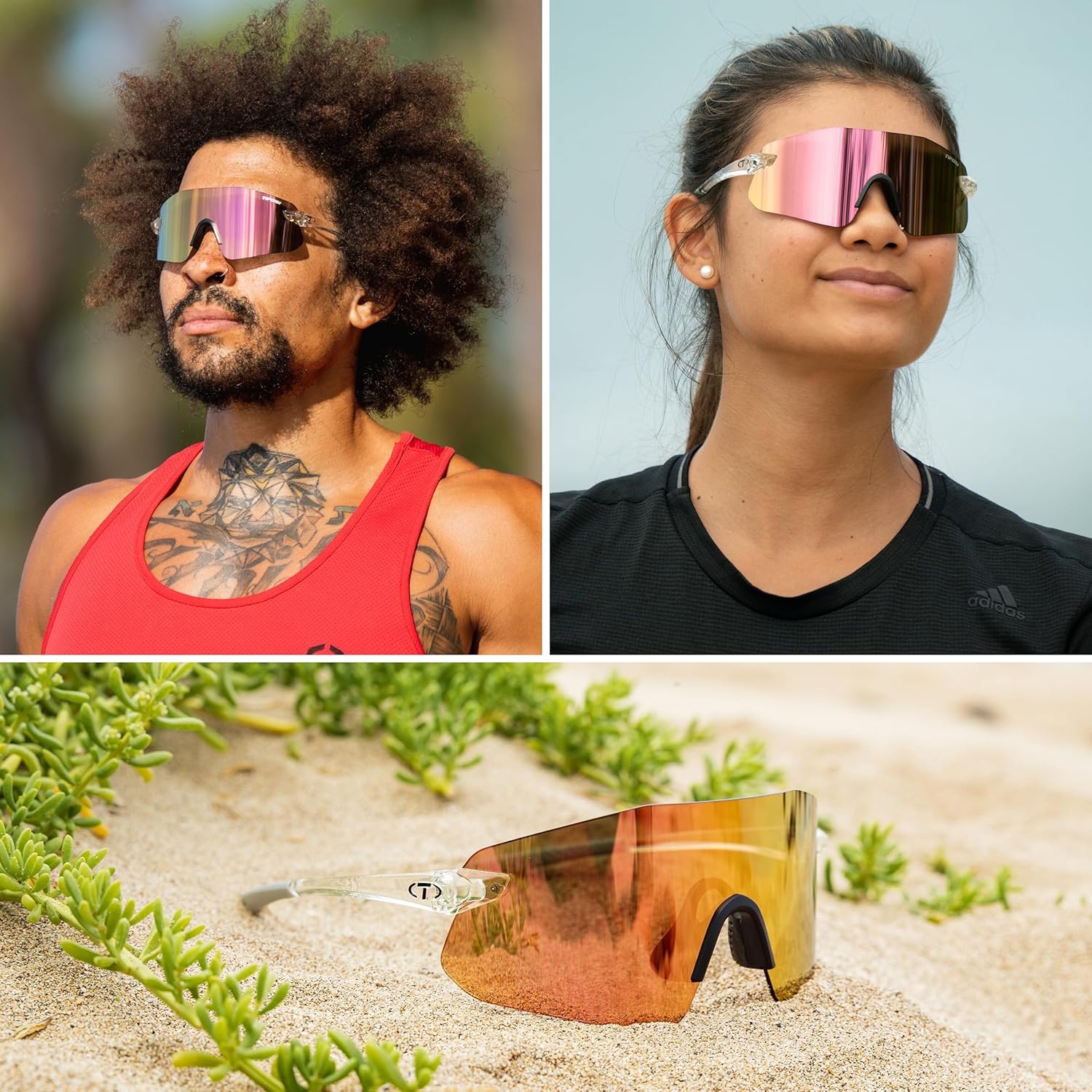 Tifosi Vogel SL Sport Sunglasses Men & Women – Ideal For Baseball, Cycling, Cricket, Golf, Hiking, Running(Crystal Clear  Pink Mirror)