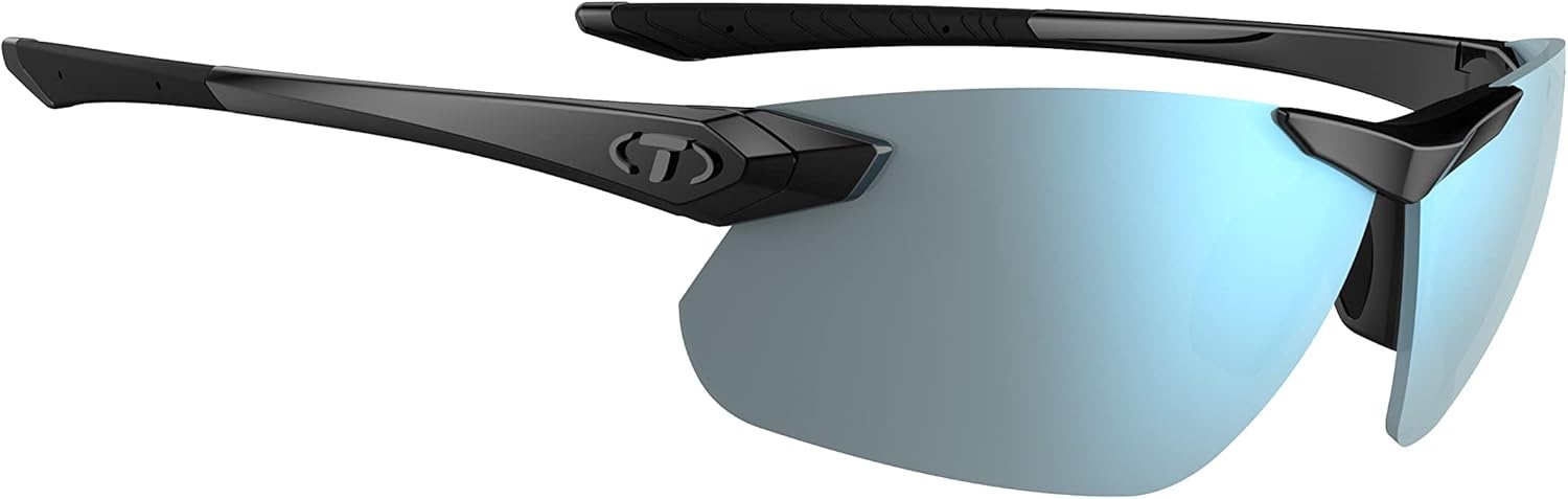 Tifosi Seek FC 2.0 Sport Sunglasses Men & Women – Ideal For Cycling, Golf, Hiking, Running, Tennis & Pickleball(Gloss Black  Smoke Bright Blue)
