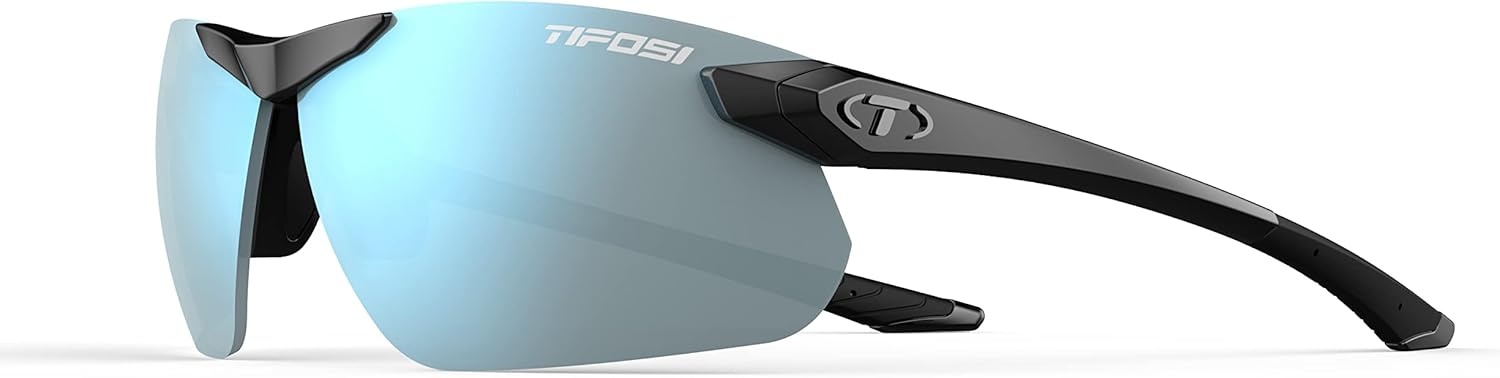 Tifosi Seek FC 2.0 Sport Sunglasses Men & Women – Ideal For Cycling, Golf, Hiking, Running, Tennis & Pickleball(Gloss Black  Smoke Bright Blue)