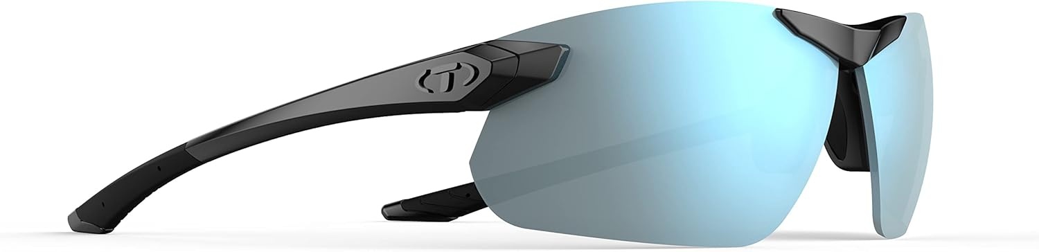 Tifosi Seek FC 2.0 Sport Sunglasses Men & Women – Ideal For Cycling, Golf, Hiking, Running, Tennis & Pickleball(Gloss Black  Smoke Bright Blue)