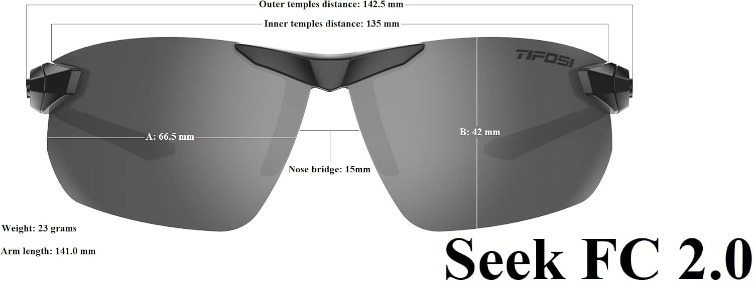 Tifosi Seek FC 2.0 Sport Sunglasses Men & Women – Ideal For Cycling, Golf, Hiking, Running, Tennis & Pickleball(Gloss Black  Enliven Golf)