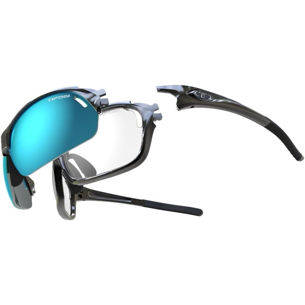 Tifosi Launch F.H. AC Red/Clarion Blue/Clear Lens Sunglasses – Gloss Black (1301200222) (58104)