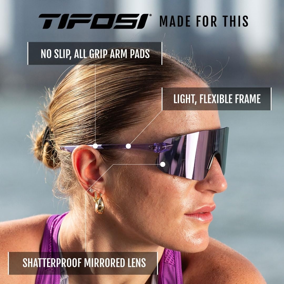 Tifosi Vogel SL Sport Sunglasses Men & Women – Ideal For Baseball, Cycling, Cricket, Golf, Hiking, Running(Crystal Purple  Violet Mirror)
