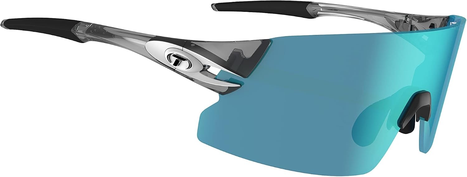 Tifosi Optics Rail XC Sport Sunglasses – Ideal For Cycling (Road & Gravel), Baseball, Softball and Running(Crystal Smoke (Clarion Blue/Ac Red/Clear))