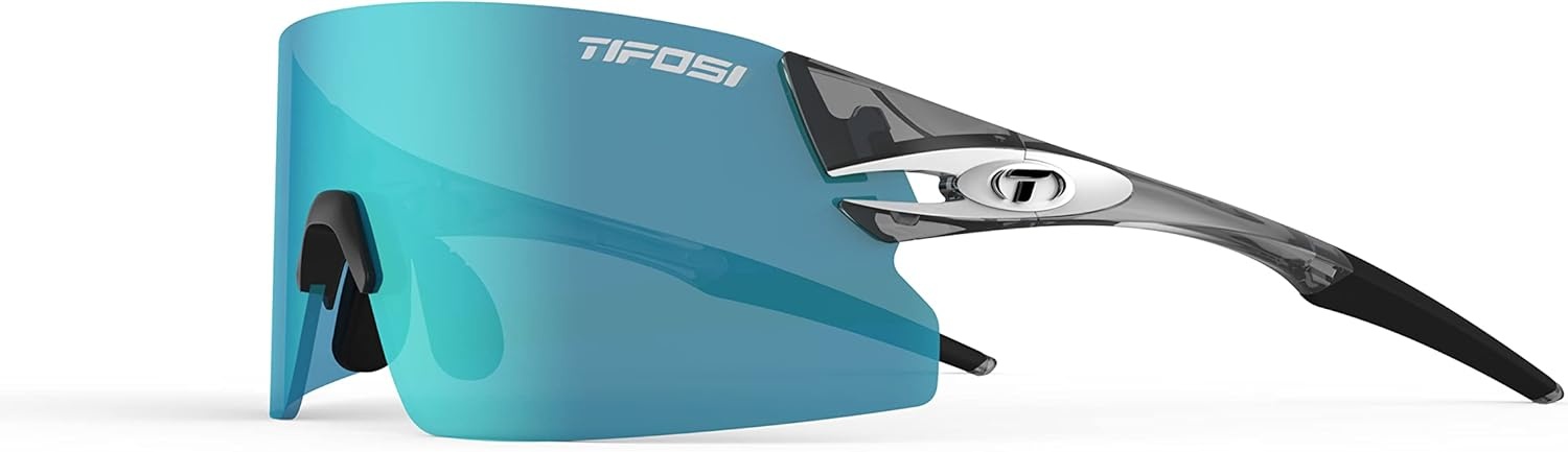 Tifosi Optics Rail XC Sport Sunglasses – Ideal For Cycling (Road & Gravel), Baseball, Softball and Running(Crystal Smoke (Clarion Blue/Ac Red/Clear))