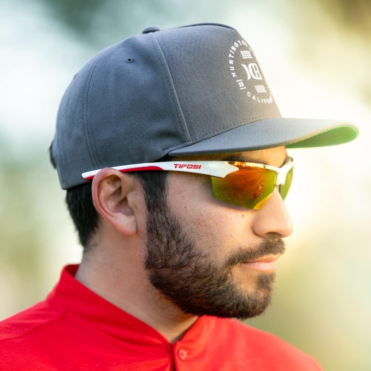Tifosi Track Sport Men & Women Sunglasses – Ideal For Baseball, Golf, Pickleball, Running and Tennis – Unisex Glasses(White/Red (Smoke Red Lens))