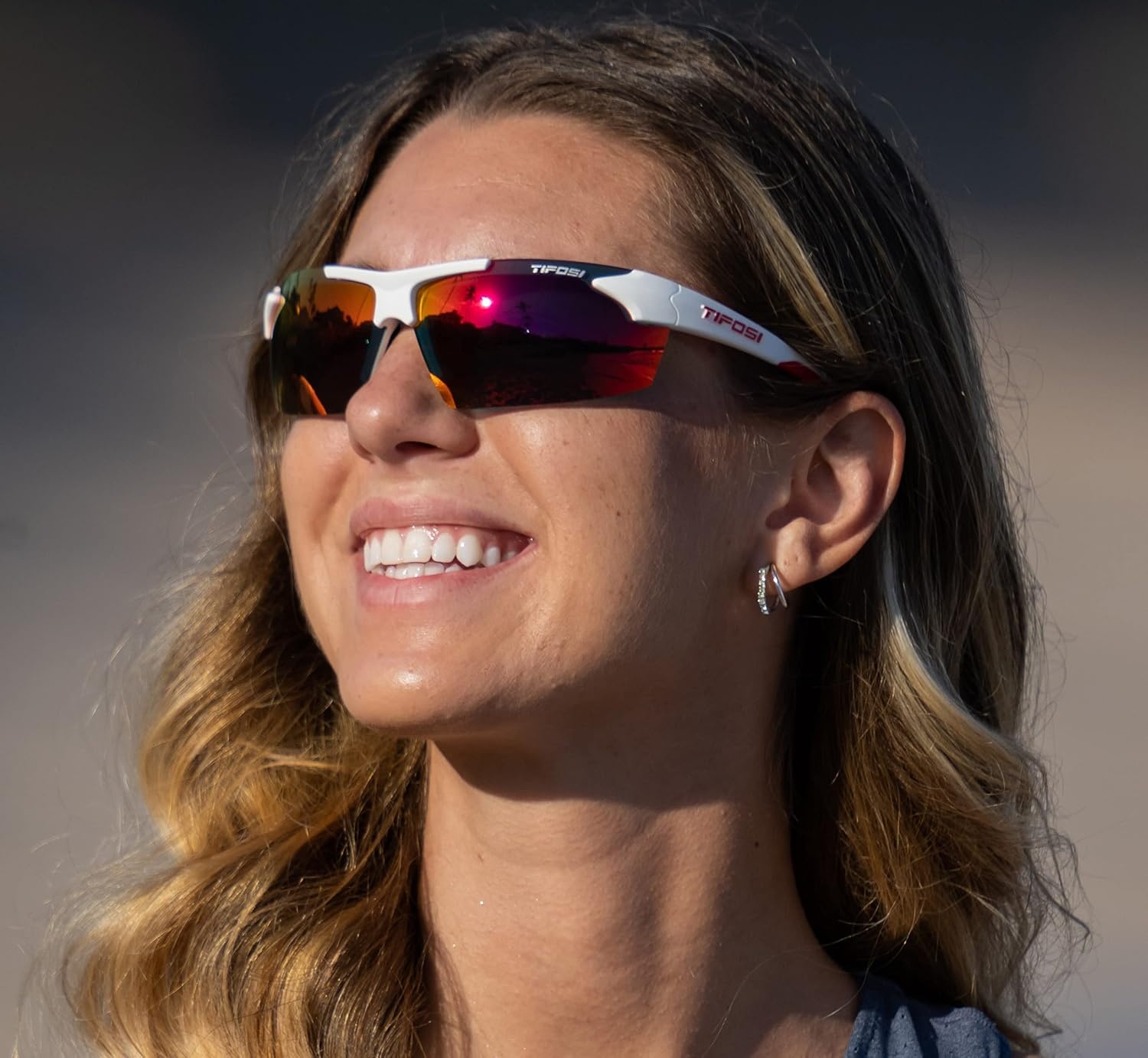 Tifosi Track Sport Men & Women Sunglasses – Ideal For Baseball, Golf, Pickleball, Running and Tennis – Unisex Glasses(White/Red (Smoke Red Lens))