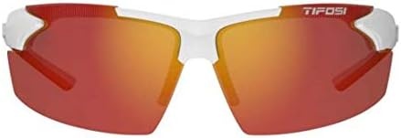 Tifosi Track Sport Men & Women Sunglasses – Ideal For Baseball, Golf, Pickleball, Running and Tennis – Unisex Glasses(White/Red (Smoke Red Lens))