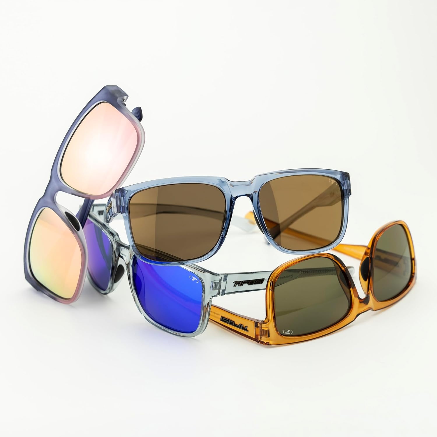 Tifosi Shumo Oversized Sunglasses – Cycling, Golf, Pickleball, Running(Crystal Denim (Gold Mirror Lens))