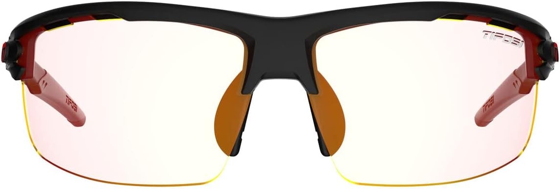 Rivet Sport Sunglasses, Ideal For Cycling, Golf, Pickleball, Running And Tennis(Matte Black (Clarion Red Fototec))
