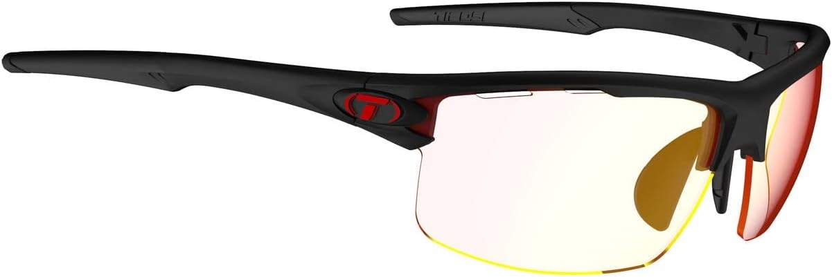 Rivet Sport Sunglasses, Ideal For Cycling, Golf, Pickleball, Running And Tennis(Matte Black (Clarion Red Fototec))