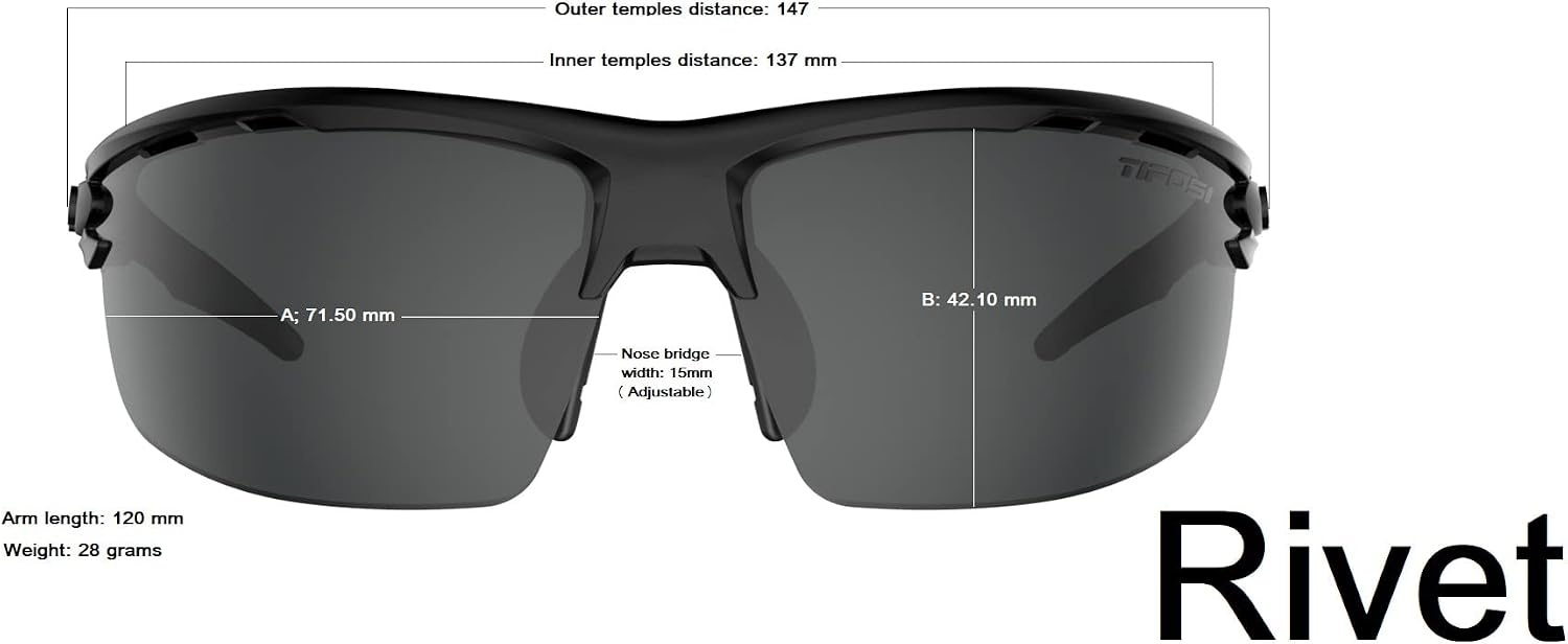 Rivet Sport Sunglasses, Ideal For Cycling, Golf, Pickleball, Running And Tennis(Matte Black (Clarion Red Fototec))