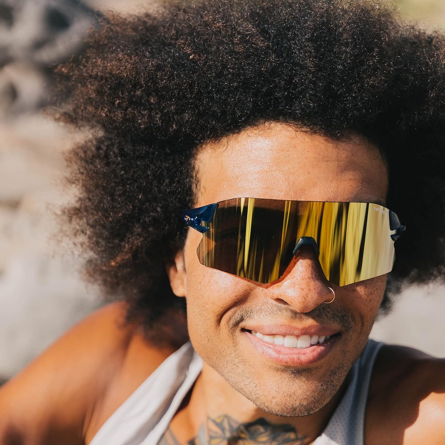Rail Sport Sunglasses – Ideal For Cycling (Gravel, MTB & Road), Baseball & Softball(Midnight Navy (Clarion Yellow/Ac Red/Clear))