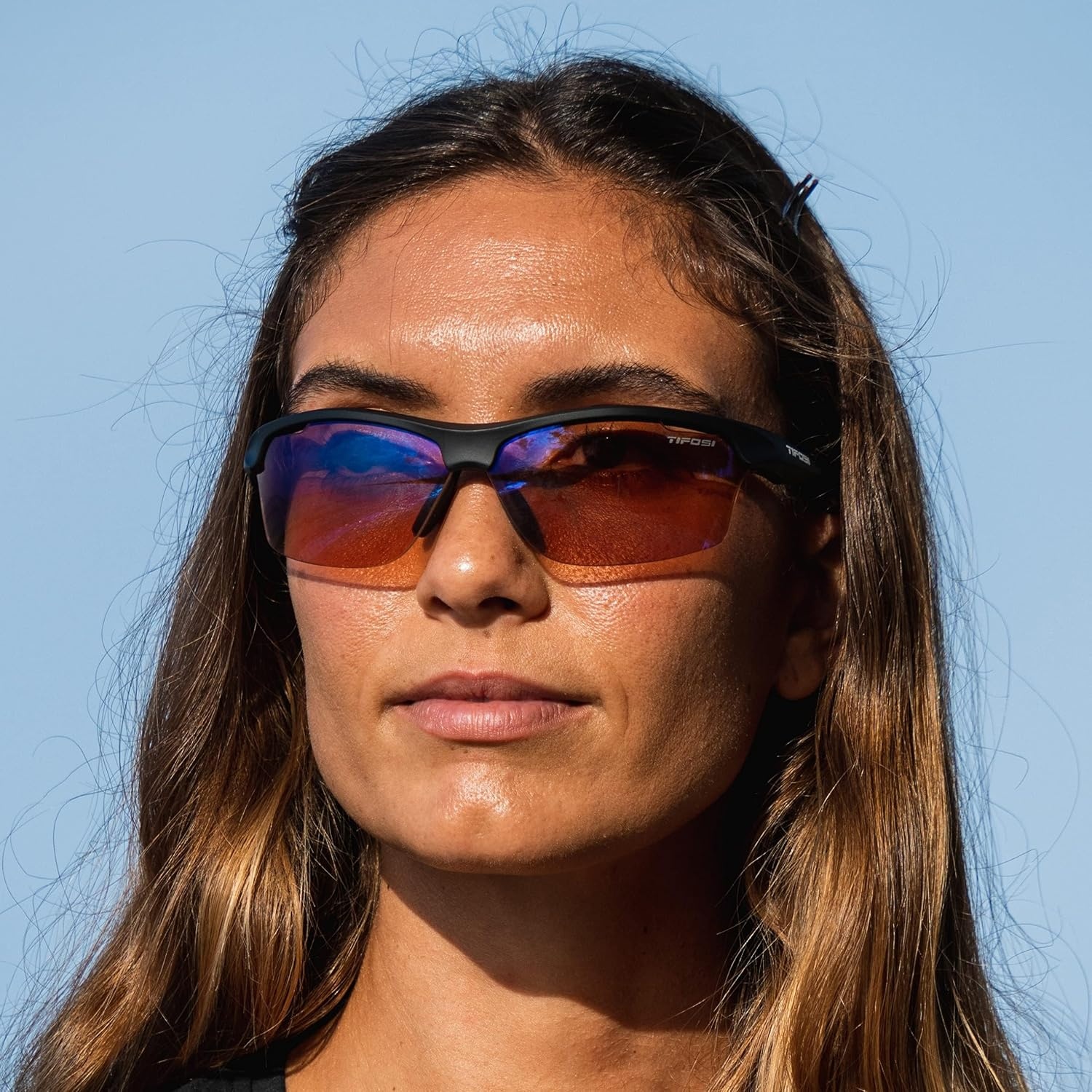 Tifosi Intense Sport Sunglasses Men & Women – Ideal For Golf, Pickleball, Running & Tennis. Vented Lenses Prevent Fogging(Matte Black W/ Ac Red Lenses)