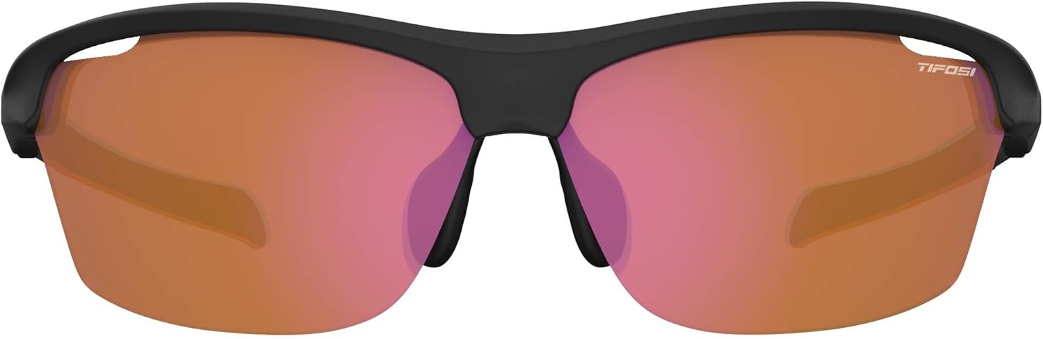 Tifosi Intense Sport Sunglasses Men & Women – Ideal For Golf, Pickleball, Running & Tennis. Vented Lenses Prevent Fogging(Matte Black W/ Ac Red Lenses)