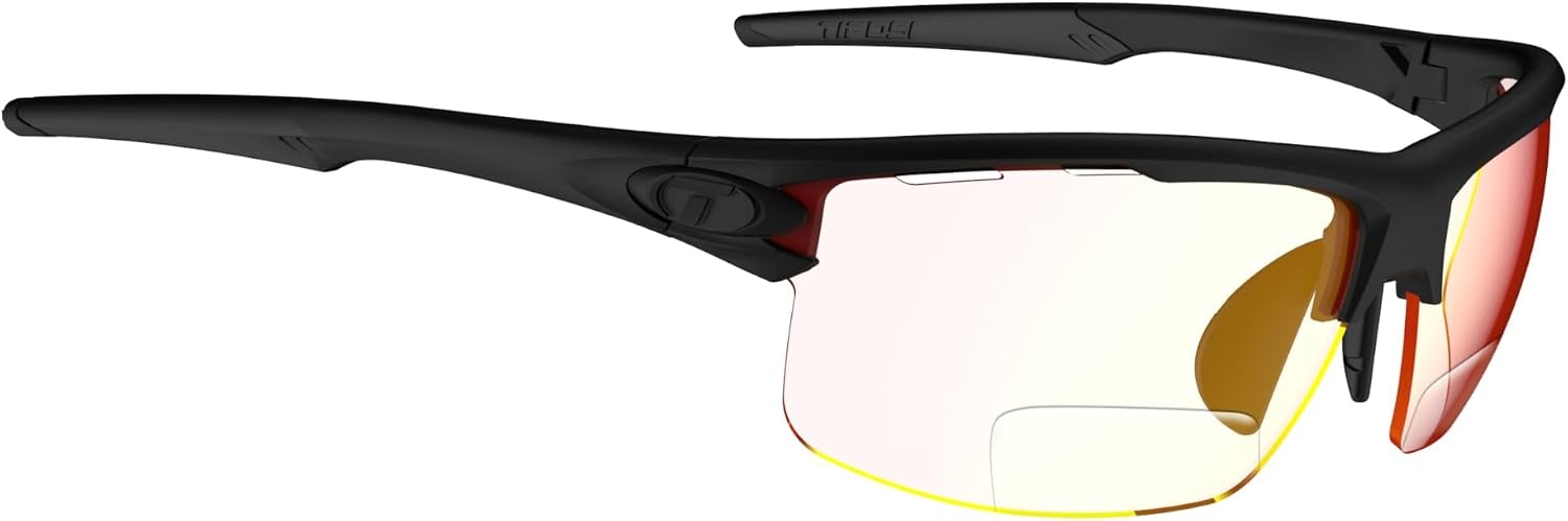 Rivet Sport Sunglasses, Ideal For Cycling, Golf, Pickleball, Running And Tennis(Blackout (Clarion Red Fototec +2.0))
