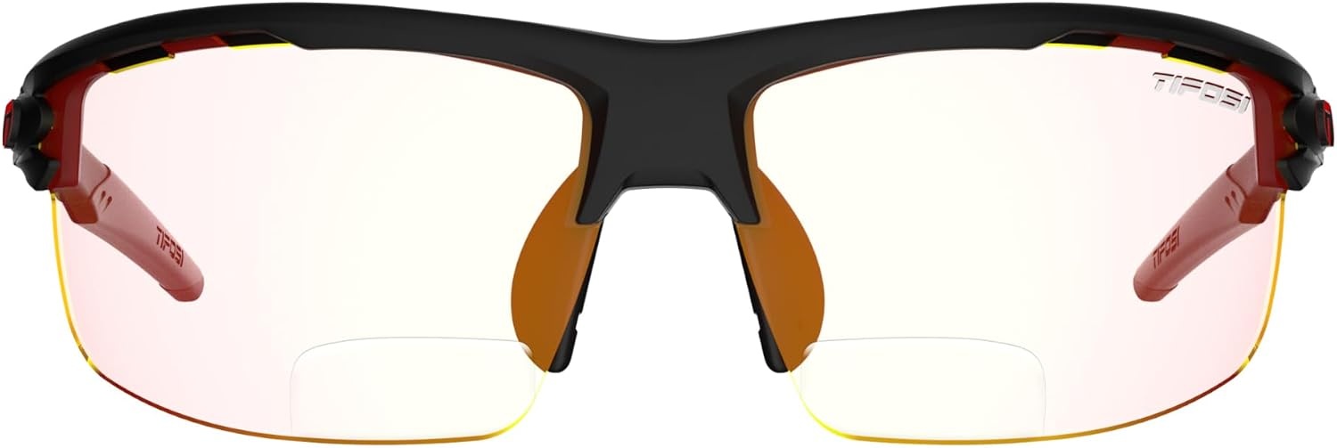 Rivet Sport Sunglasses, Ideal For Cycling, Golf, Pickleball, Running And Tennis(Blackout (Clarion Red Fototec +2.0))