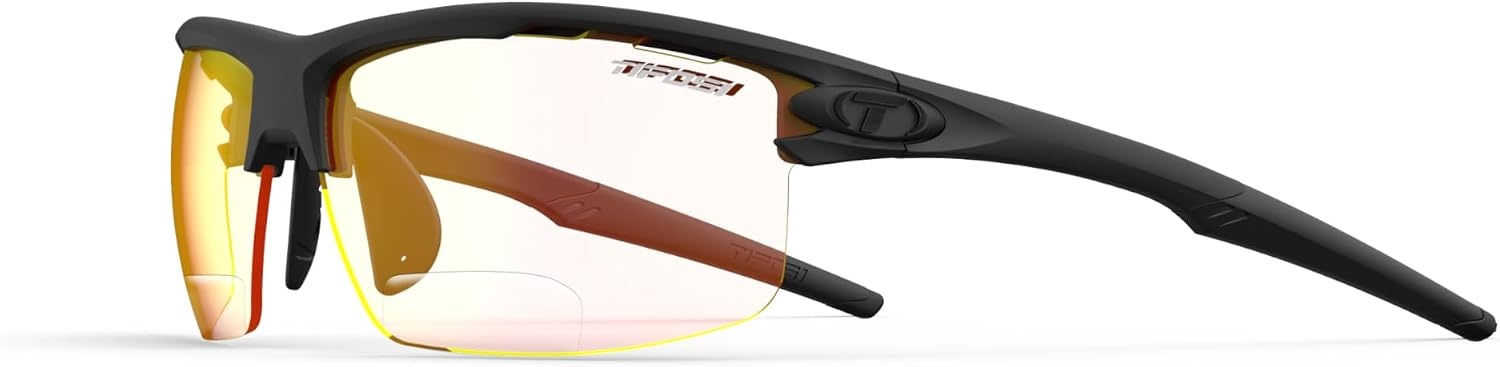 Rivet Sport Sunglasses, Ideal For Cycling, Golf, Pickleball, Running And Tennis(Blackout (Clarion Red Fototec +2.0))