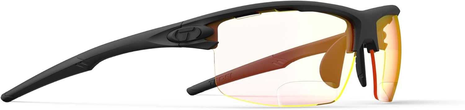 Rivet Sport Sunglasses, Ideal For Cycling, Golf, Pickleball, Running And Tennis(Blackout (Clarion Red Fototec +2.0))