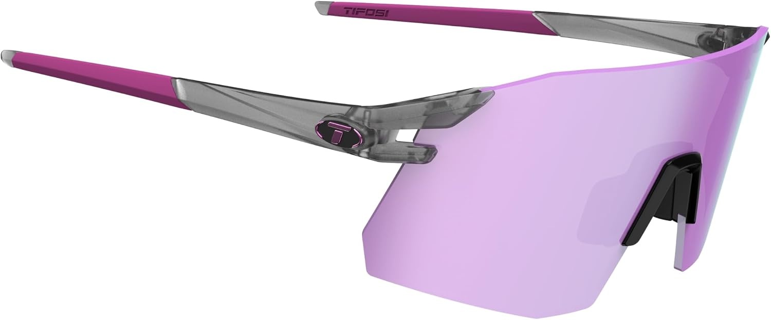 Tifosi Moab XC Rimless Cycling Sunglasses – Running, Pickleball(Satin Vapor (Clarion Deep Purple/Ac Red/Clear))