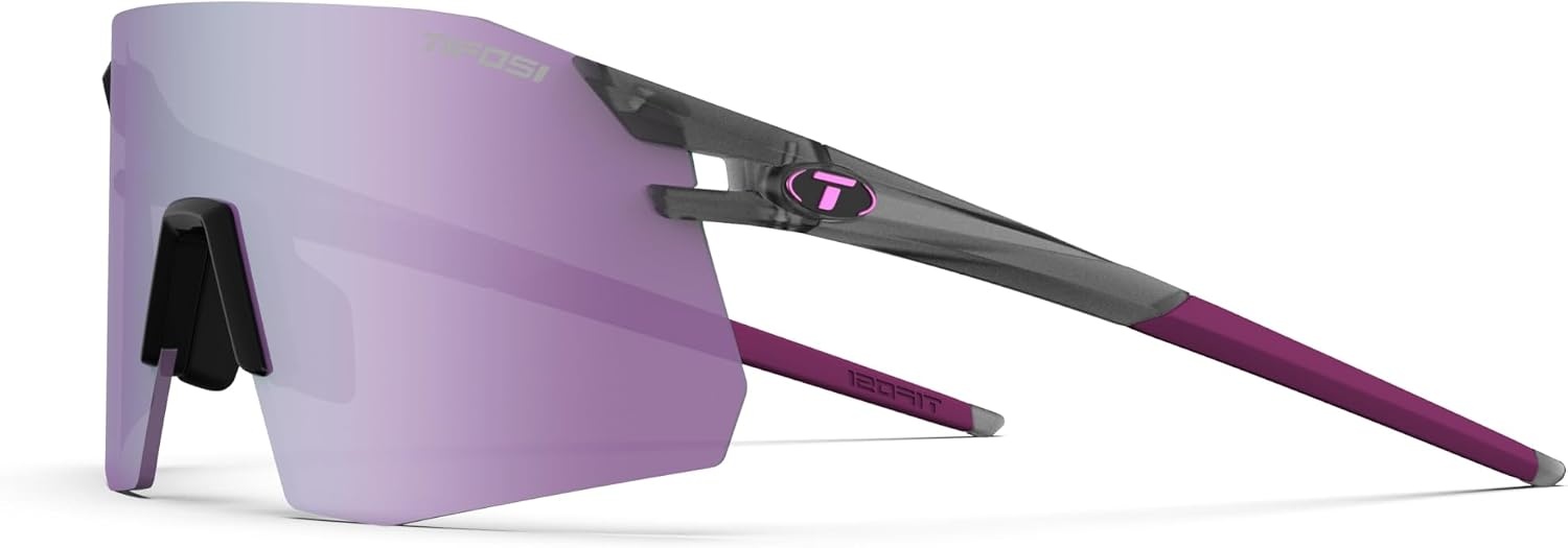 Tifosi Moab XC Rimless Cycling Sunglasses – Running, Pickleball(Satin Vapor (Clarion Deep Purple/Ac Red/Clear))
