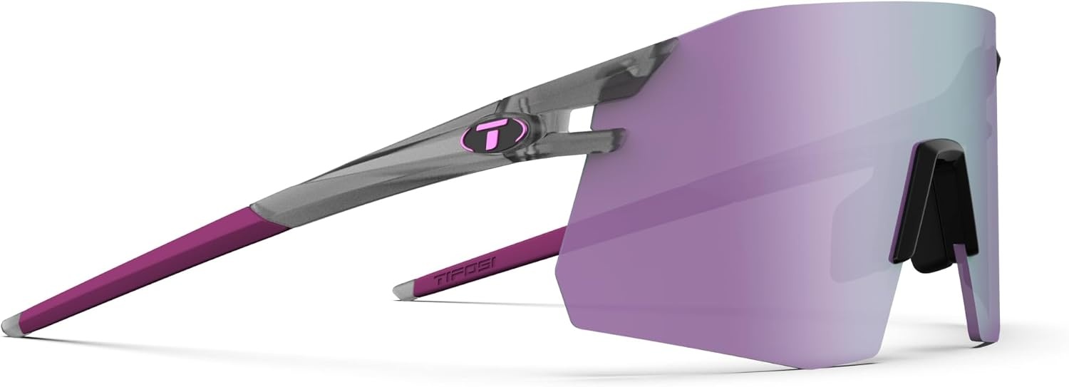 Tifosi Moab XC Rimless Cycling Sunglasses – Running, Pickleball(Satin Vapor (Clarion Deep Purple/Ac Red/Clear))