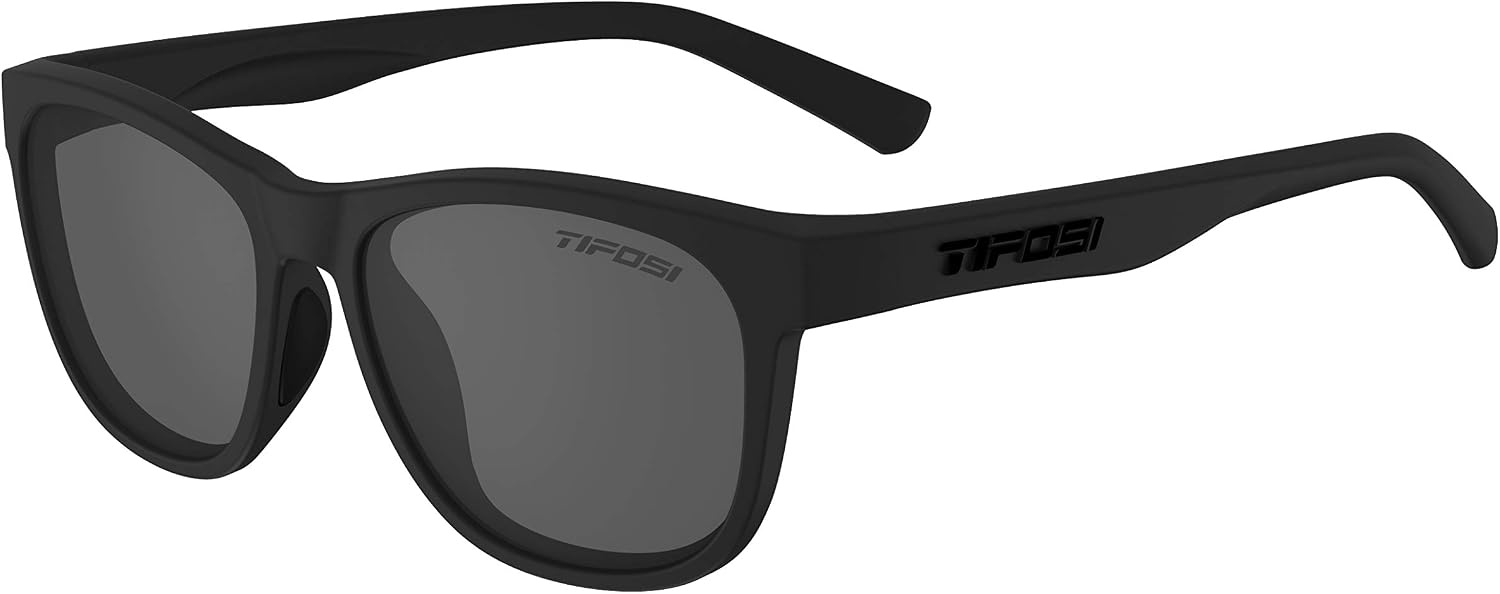 Tifosi Optics Swank Sunglasses Bundle with Case and Eyewear Straps(Blackout/Smoke)