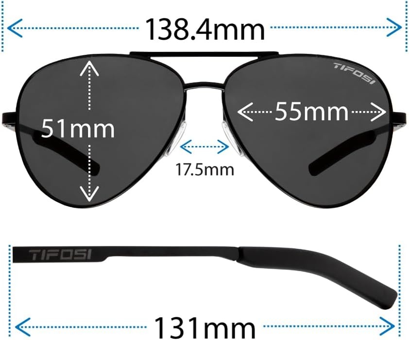 Tifosi Shwae Tangle Free Aviator Sunglasses For Men & Women – Ideal For Flying, Golf, Hiking and Running(Graphite (Smoke Bright Blue Lens))