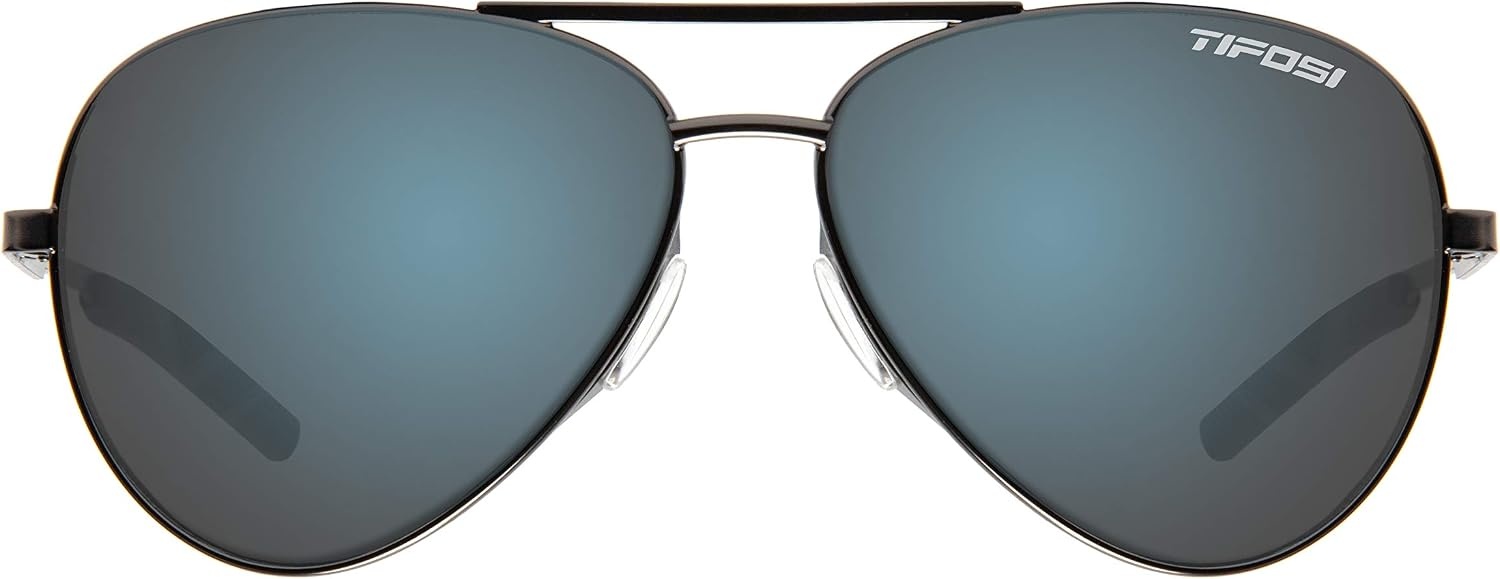 Tifosi Shwae Tangle Free Aviator Sunglasses For Men & Women – Ideal For Flying, Golf, Hiking and Running(Graphite (Smoke Bright Blue Lens))