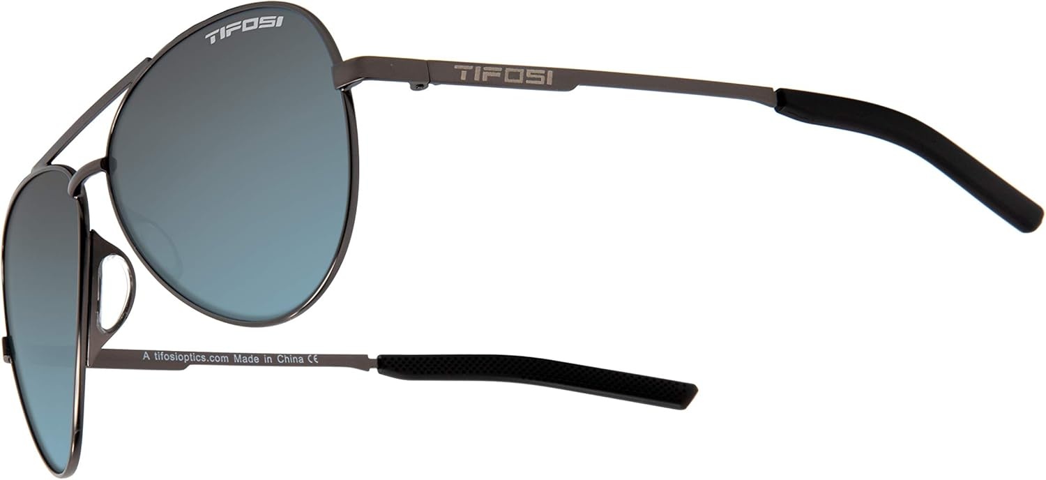Tifosi Shwae Tangle Free Aviator Sunglasses For Men & Women – Ideal For Flying, Golf, Hiking and Running(Graphite (Smoke Bright Blue Lens))