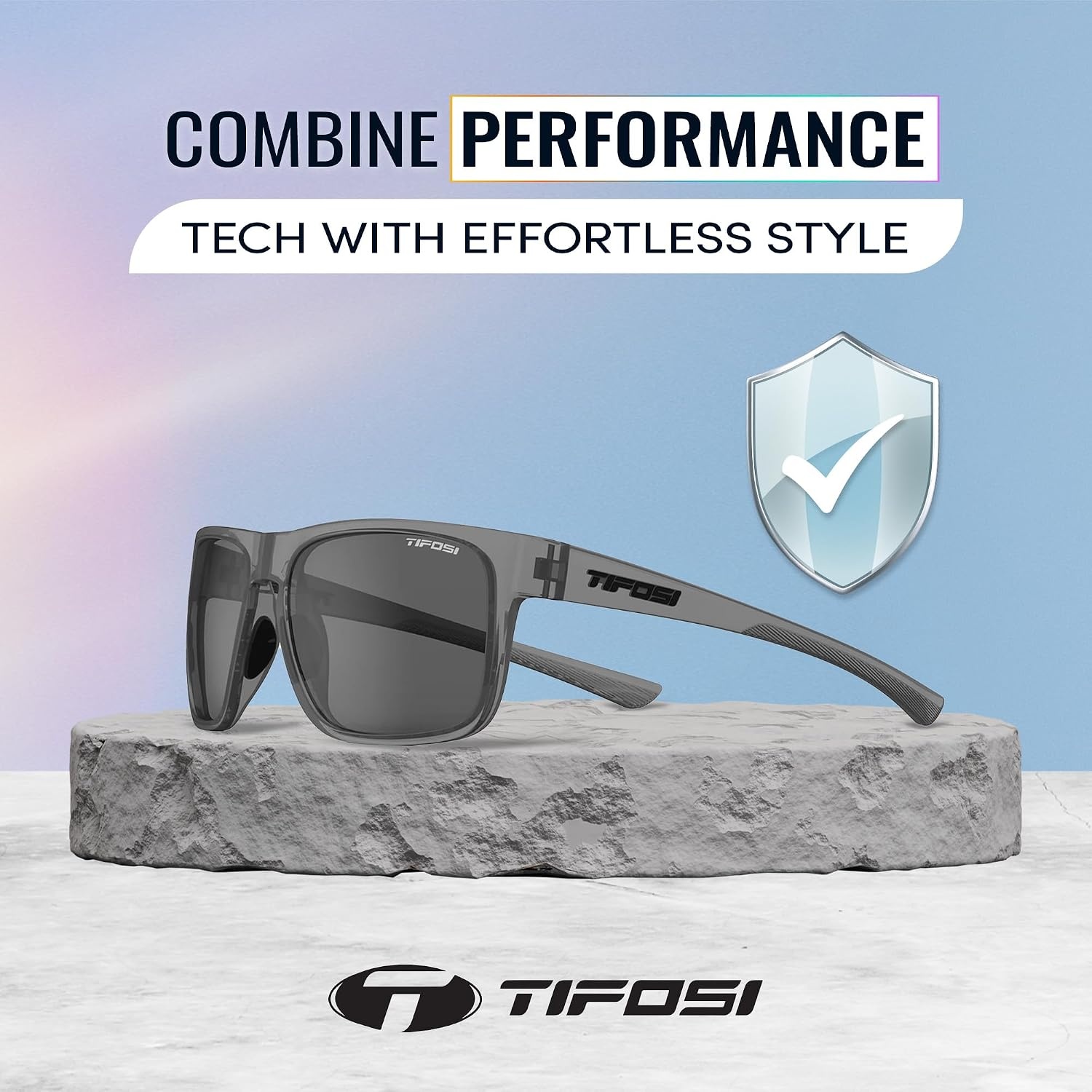 Tifosi Swick Lifestyle Sport Sunglasses – Cycling, Golf & Hiking | 100% UVA/UVB, shatterproof polycarbonate. Integrated hinge, hydrophilic nose pads. For cycling, golf, hiking & running.(Satin Vapor/Smoke)