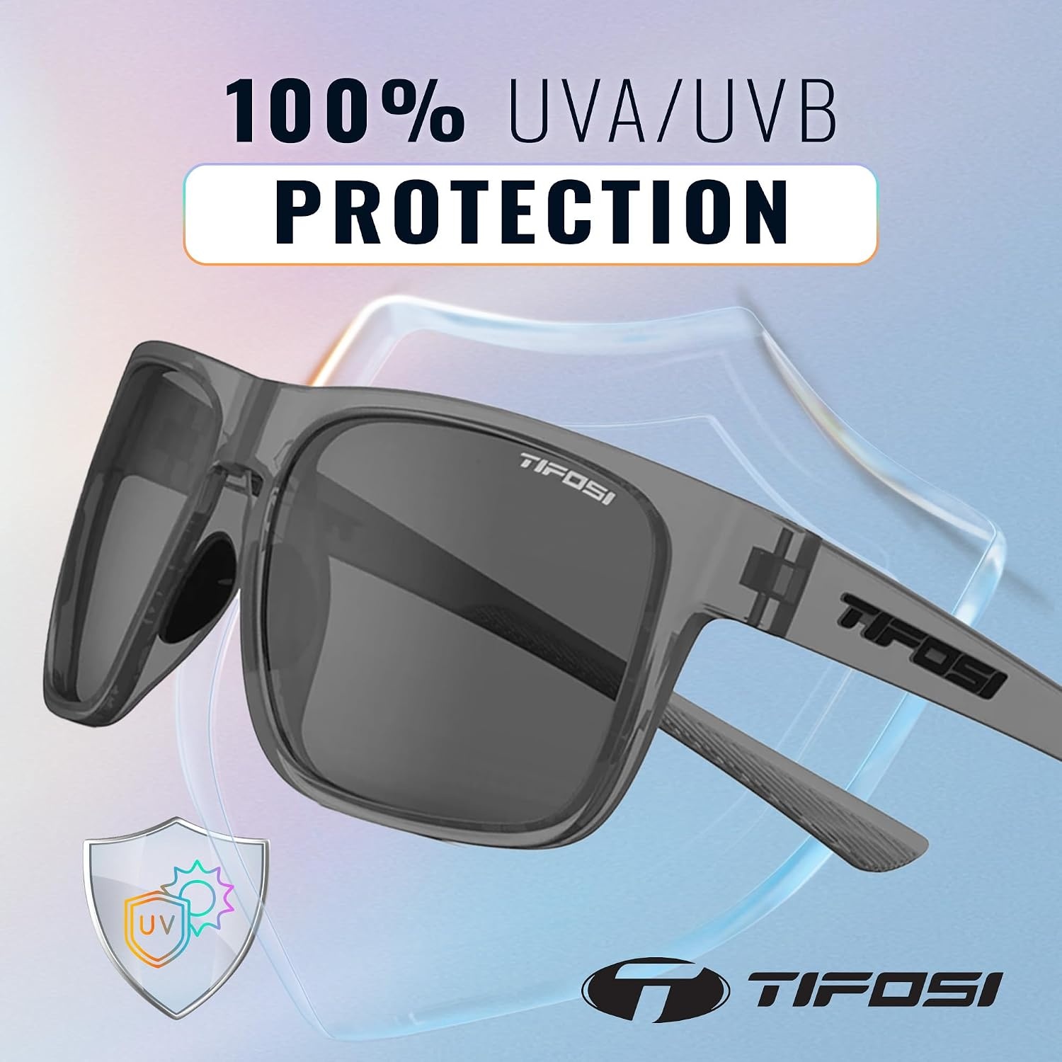 Tifosi Swick Lifestyle Sport Sunglasses – Cycling, Golf & Hiking | 100% UVA/UVB, shatterproof polycarbonate. Integrated hinge, hydrophilic nose pads. For cycling, golf, hiking & running.(Satin Vapor/Smoke)