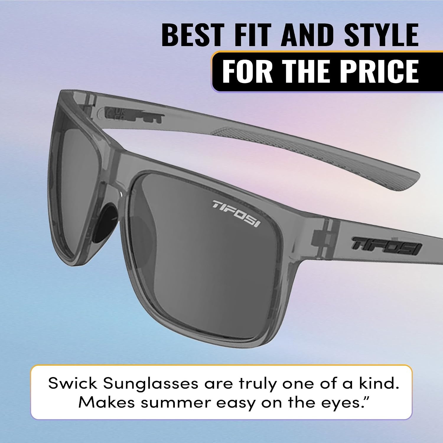 Tifosi Swick Lifestyle Sport Sunglasses – Cycling, Golf & Hiking | 100% UVA/UVB, shatterproof polycarbonate. Integrated hinge, hydrophilic nose pads. For cycling, golf, hiking & running.(Satin Vapor/Smoke)