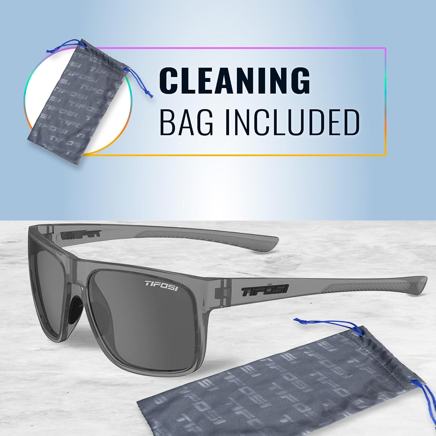 Tifosi Swick Lifestyle Sport Sunglasses – Cycling, Golf & Hiking | 100% UVA/UVB, shatterproof polycarbonate. Integrated hinge, hydrophilic nose pads. For cycling, golf, hiking & running.(Satin Vapor/Smoke)