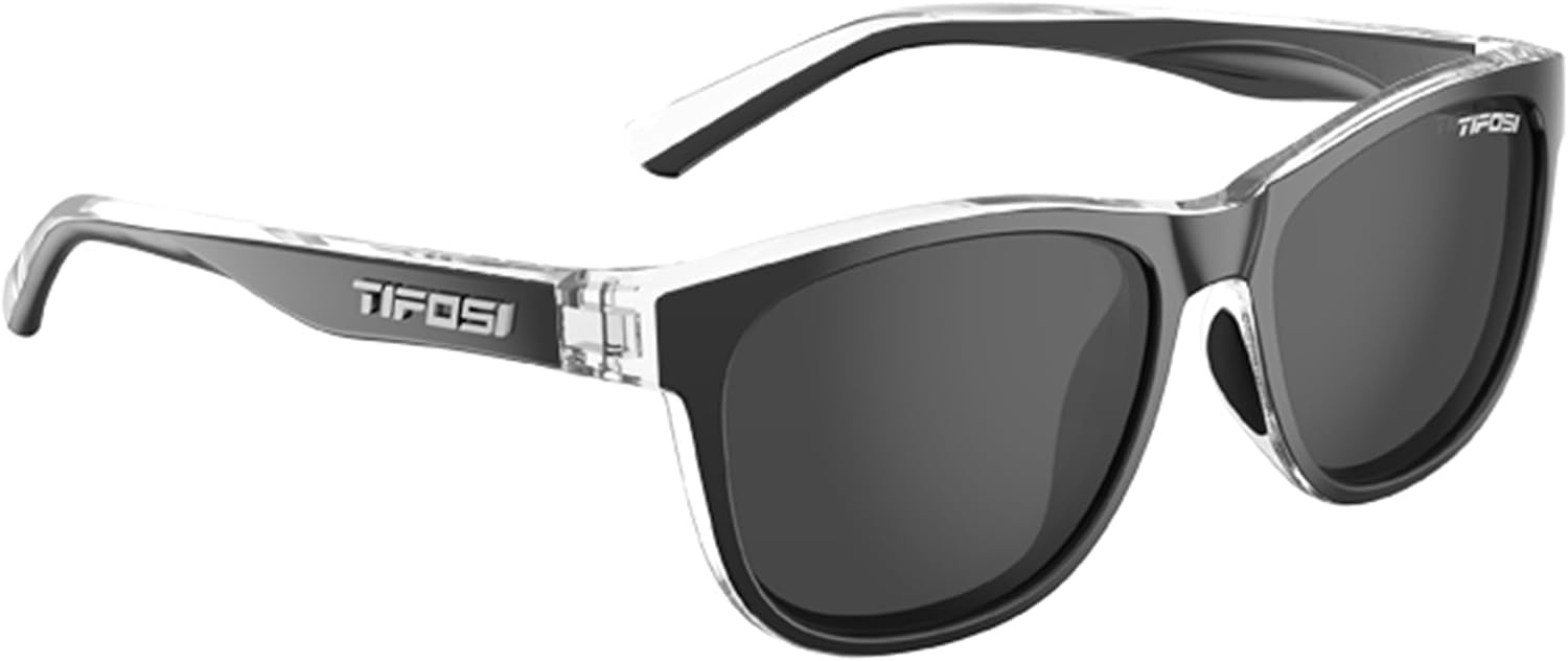 Tifosi Swank Sport Sunglasses – Tangle Free – Ideal For Cycling, Golf, Hiking, Pickleball, Running and Great Lifestyle Look(Onyx Clear/Smoke)