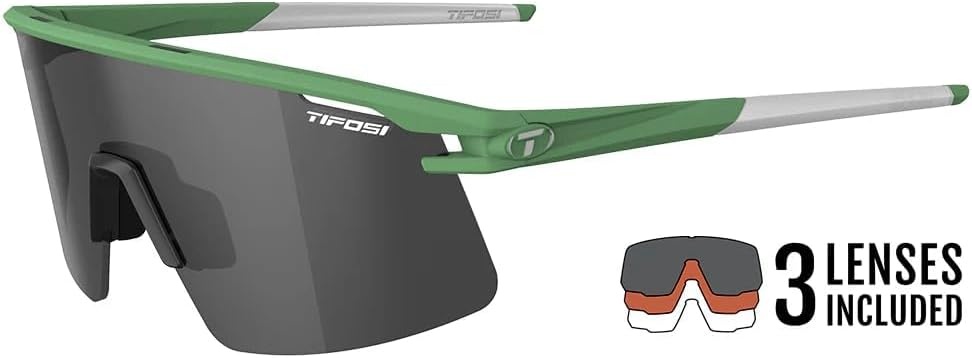 Tifosi Moab Lite Half Frame Cycling Sunglasses – Running, Pickleball(Trail Pine (Smoke  Ac Red  Clear))