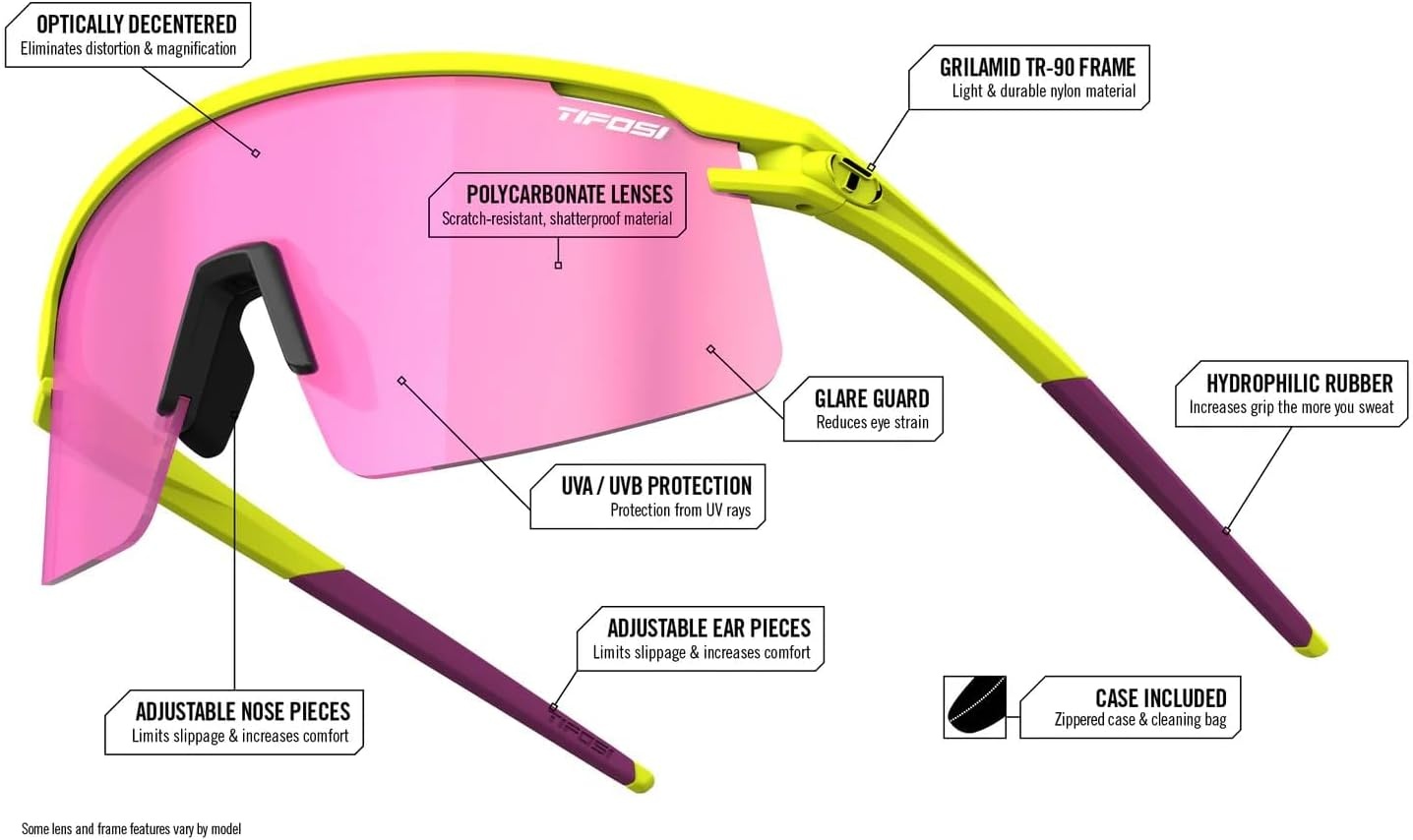 Tifosi Moab Lite Half Frame Cycling Sunglasses – Running, Pickleball(Trail Pine (Smoke  Ac Red  Clear))