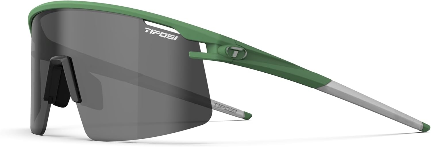 Tifosi Moab Lite Half Frame Cycling Sunglasses – Running, Pickleball(Trail Pine (Smoke  Ac Red  Clear))